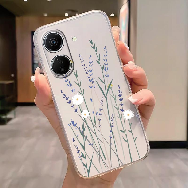 Transparent Phone Case For Poco C65 Redmi Note 15 Pro+ Plus 14C Cover Cartoon Flowers Soft TPU Shockproof Funda Bags Heart Clear