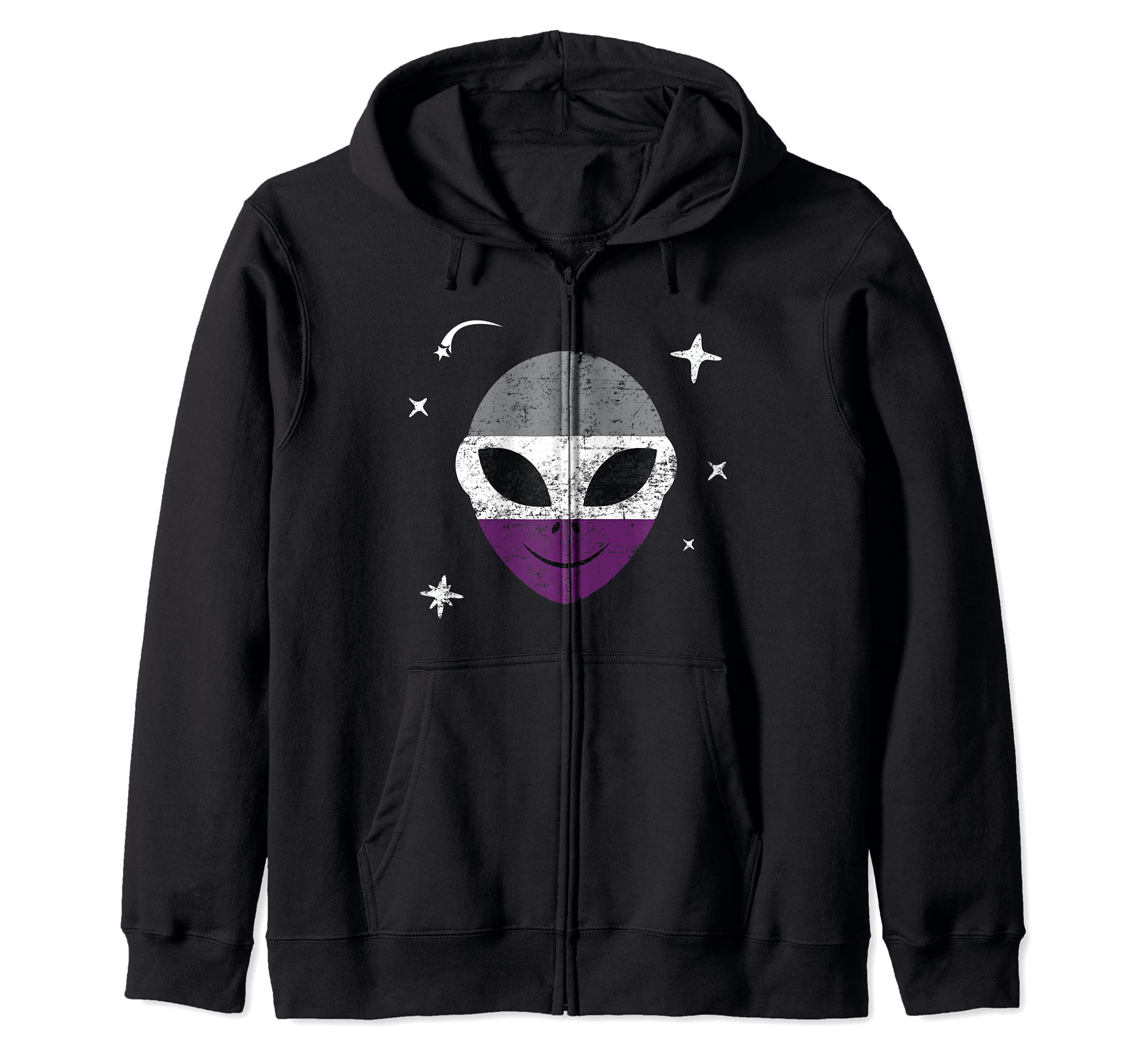 

Asexual Pride LGBTQ Ace Alien Subtle Pride Flag Zip Hoodie чорний