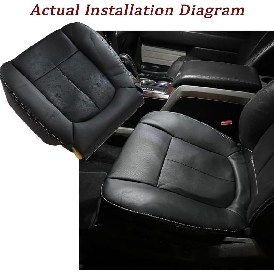 

Priprilod Perforated Microfiber Leather Black Passenger Side Bottom Replacement Seat Cover Compatible with Ford F150 Lariat 2009 2010 2011 2012 2013