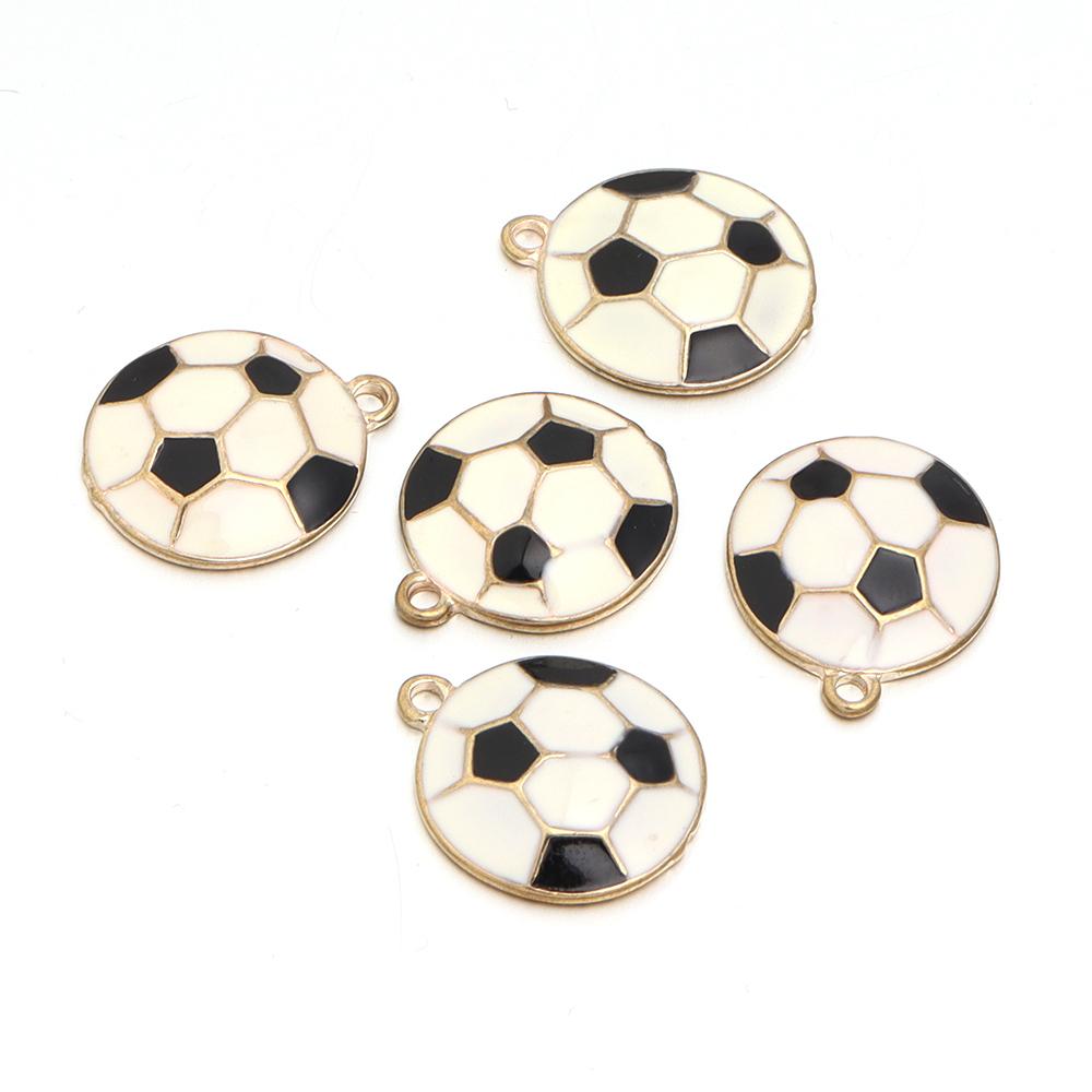5Pcs Alloy Drop Oil Color Pendant Football Basketball Rugby Shape Fashion Pendant For DIY Men Women Necklace Earring Party Gift