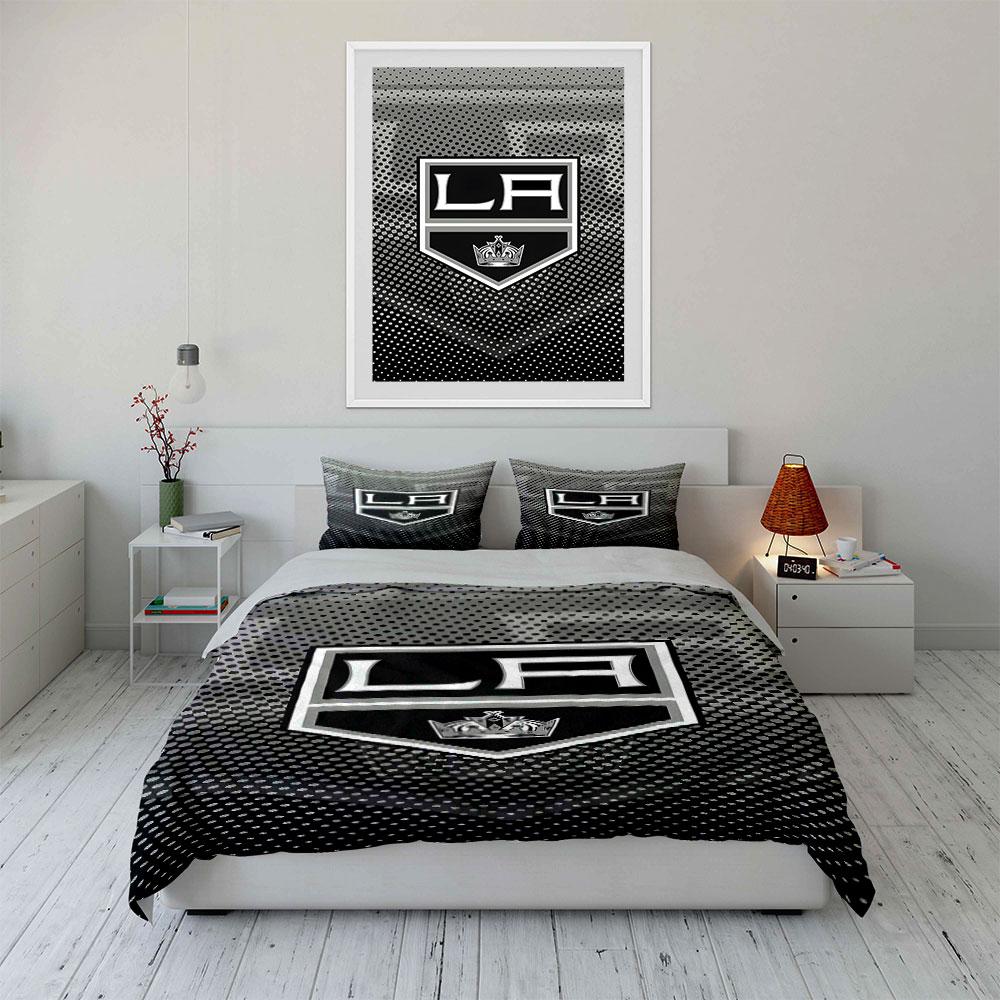 "LA Logo with Crown on Black Pattern" Print Bedding Set Duvet Cover Pillowcases (1* Duvet Cover 2* Pillowcases Do Not Include Comforter)