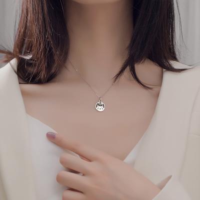 Childlike Cat And Small Fish Necklace Female Creative Sense Old Pendant Collarbone Chain Temperament Sweater Chain
