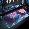 Miyabi Hoshimi Mouse Pad RGB Gaming Mousepad Big LED Pad PC Desk Mat Luminous Mouse Pad Large Keyboard Mats Table Rug With