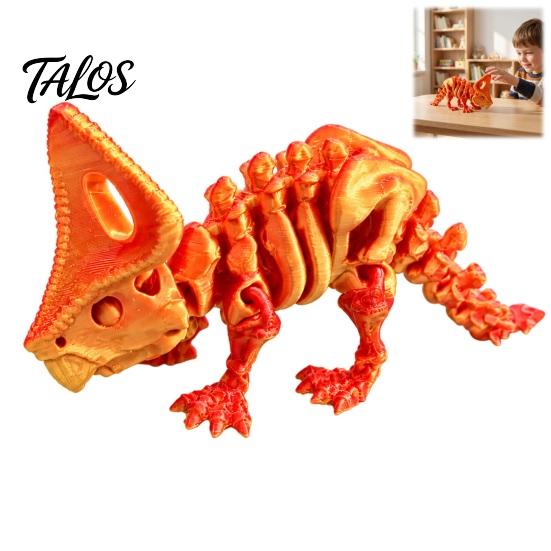 Educational Triceratops Toy 3D Printed Skeleton Model, Movable Joints Dinosaur Articulated Action Figure, Bone Desktop Decoration Collection Model