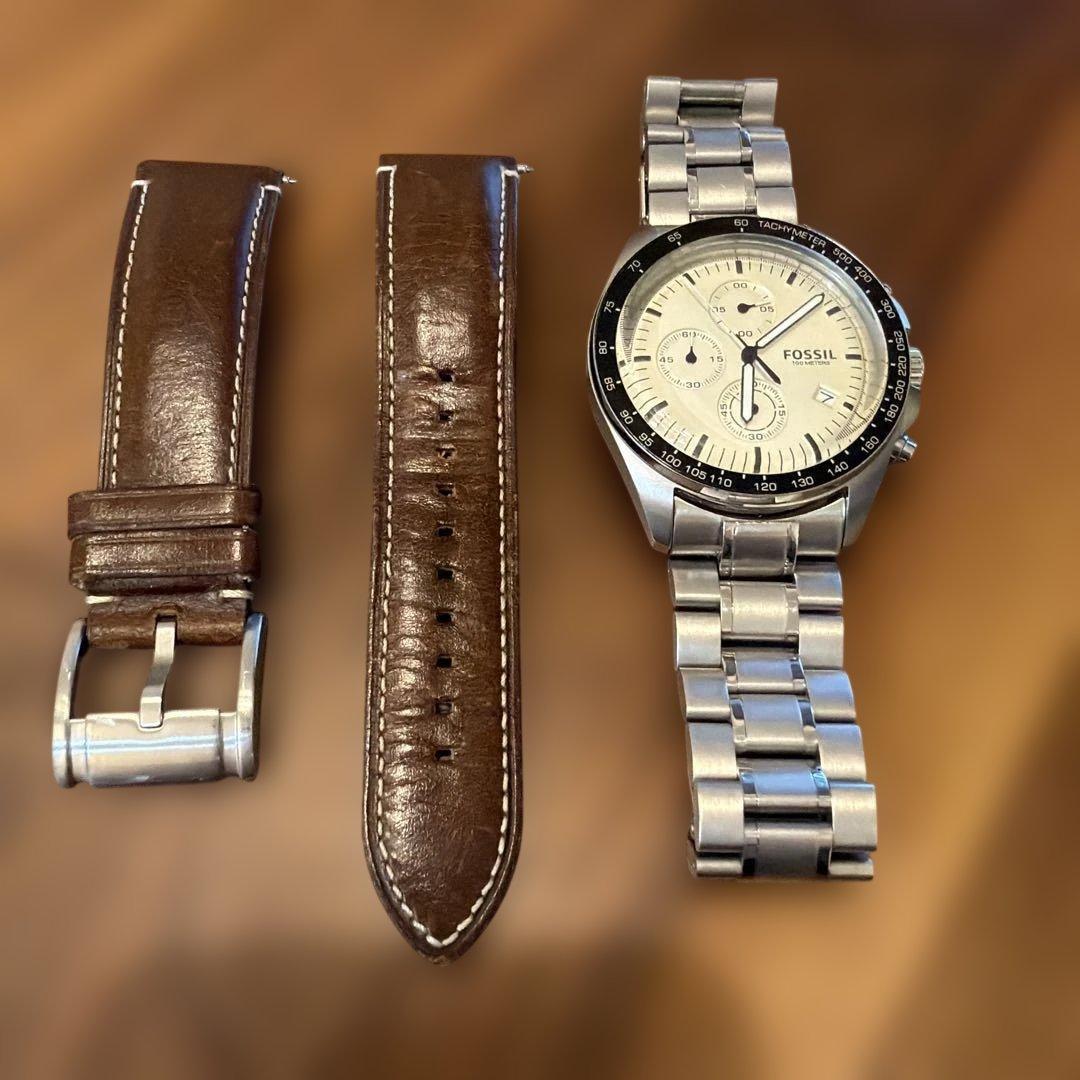 Used FOSSIL silver chronograph watch