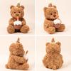 LIULINY 30cm Teddy Bear Plush Toy with Hat & Cake, Soft Cuddly Stuffed Animal Doll, Birthday Christmas Gift for Girls Boys Kids Party