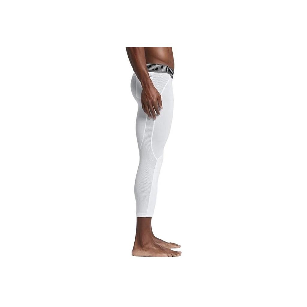 Nike Pro Hypercool Letter Waistband Basketball Training Three-Quarter Compression Pants Men bottoms White 891835-100