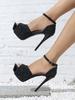 Chic Metal Sequin Stiletto Cutout Platform Sandals 