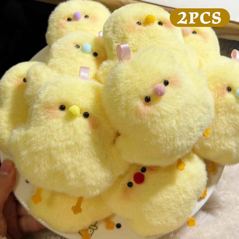 

1/2Pcs Cute Little Yellow Chicken Pendant Plush Toy Doll Net Red Chick Mini Bag Pendant Keychain Doll 2PCS