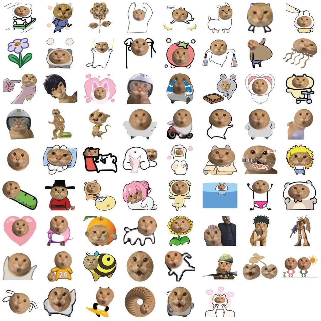 70 Sheets of Spider Elder Cat Emoji Cartoon Stickers - Waterproof, DIY Decoration for Mobile and Tablet