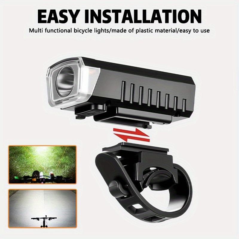 USB-Powered Bike Headlight with USB Rechargeable Lithium Battery 3-Mode (Bright/Dim/Strobe) Front Bike Light Quick-Attach Handlebar Mount