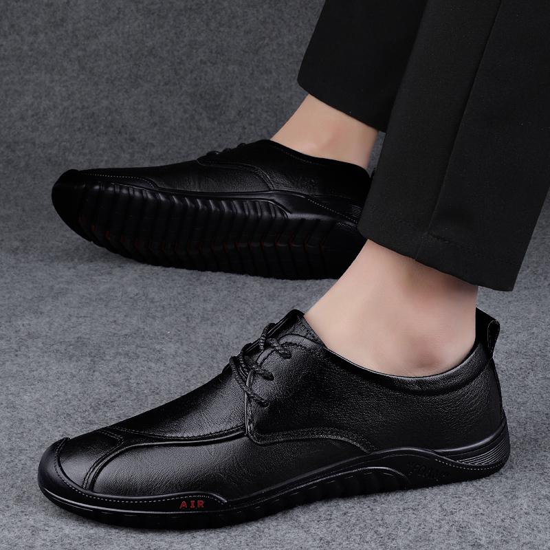 Italian Brand Men's Genuine Leather Shoes Massage Soles Commuting Daily Driving Shoes Anti Slip Men's Business Casual Shoes