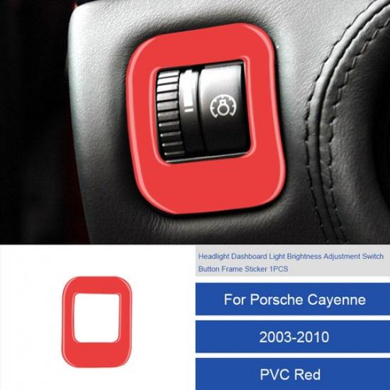 Carbon Fiber Headlight Brightness Adjust Switch Cover For Porsche Cayenne 03-10 PVC  ( Bright Red)