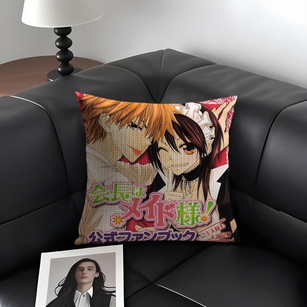 Japanese Anime M-Maid Sama Cushion Cover Natural Linen Organic Fabric Double-Sided Printing Sofa Home Decor Gift Pillow Case