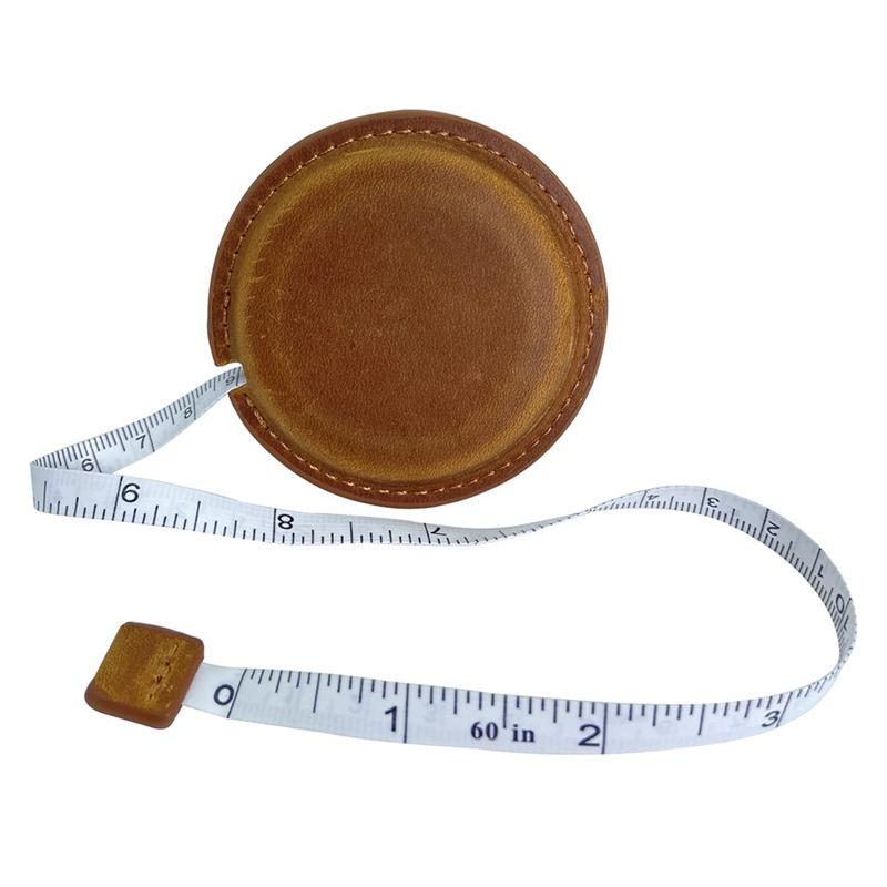 A25F-Retro Leather Retractable Measuring Tape Sewing Measure 1.5M/59 Dual Sided Leather Tape Measure коричневый