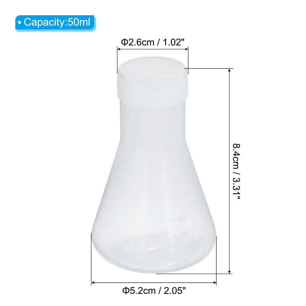 1/2/4Pcs 50-1000ml Plastic Erlenmeyer Flask with Screw Caps Clear Narrow Mouth Conical Flask Container For Laboratory Experiment