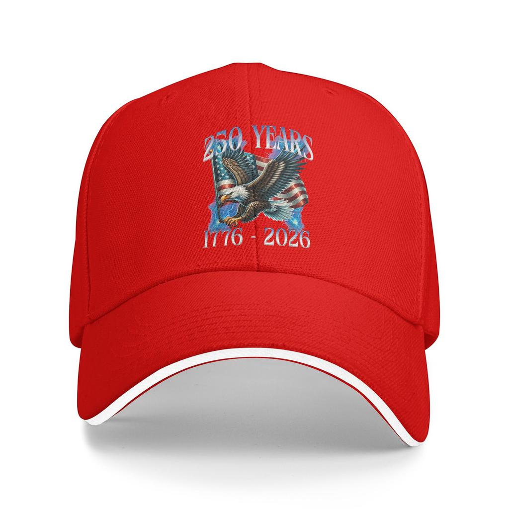 Eagle and Flag 250 Years 1776 2026 250th Birthday Casual Baseball Cap Summer Trucker Hat Quality Hunting Camping Snapback Cap