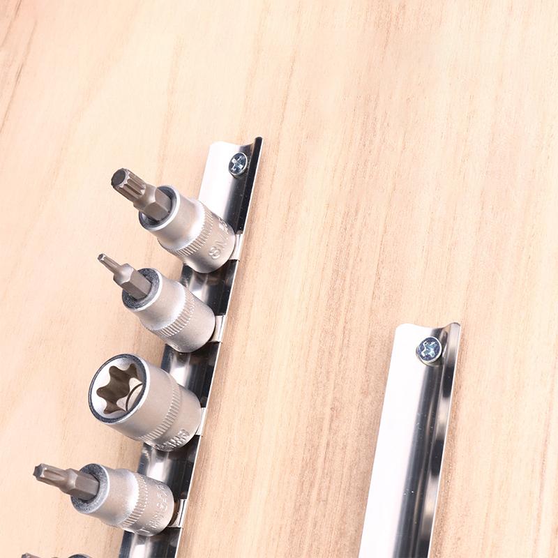3/8 Inch Socket Storage Rack Stainless Steel With 8/10/11 Clips Socket Storage Rack For Storing Loose Socket Rail