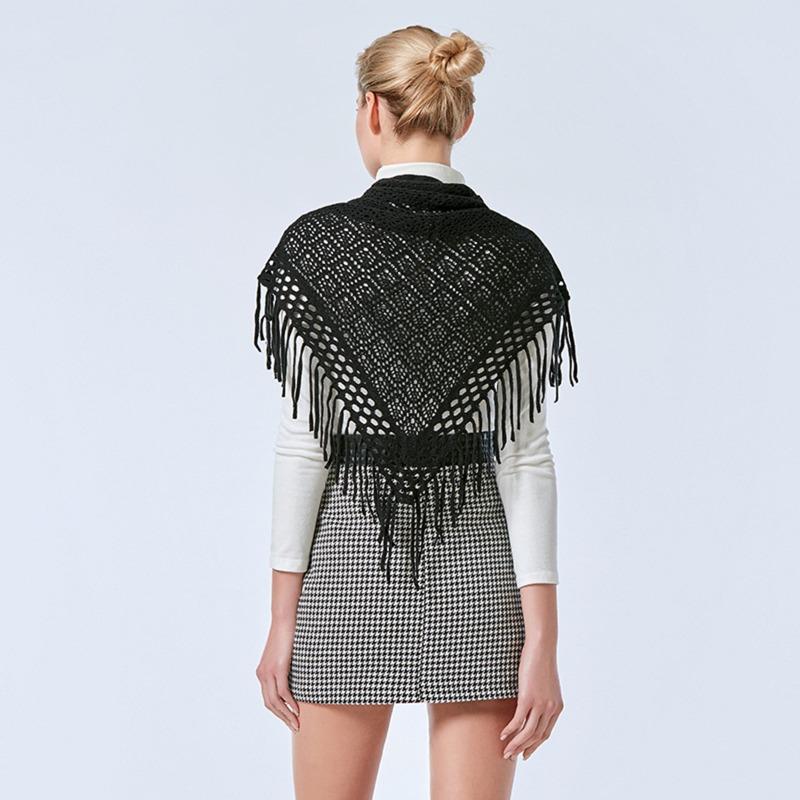 Spring New Women's Autumn and Winter Knitted Fringed Triangle Scarf Travel Cheongsam Shawl Outer Top Scarf Dual-purpose
