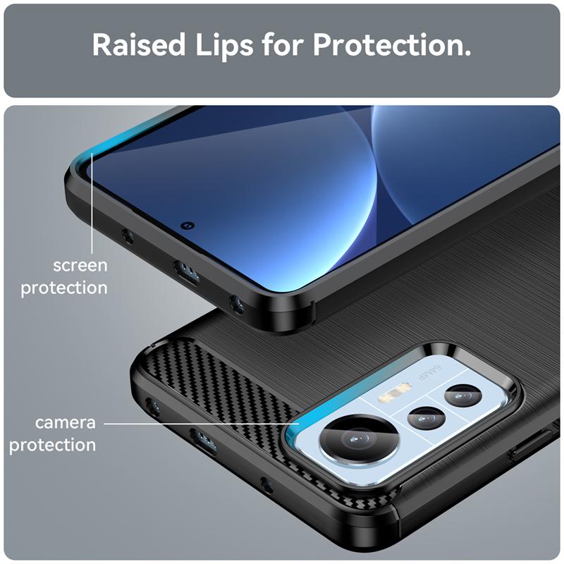 For Mi 12 Lite Case Cover For Xiaomi Mi 12 Lite Pro 12X Capas Shockproof Back Carbon Fiber Soft TPU Cover For Mi 12 Lite Fundas