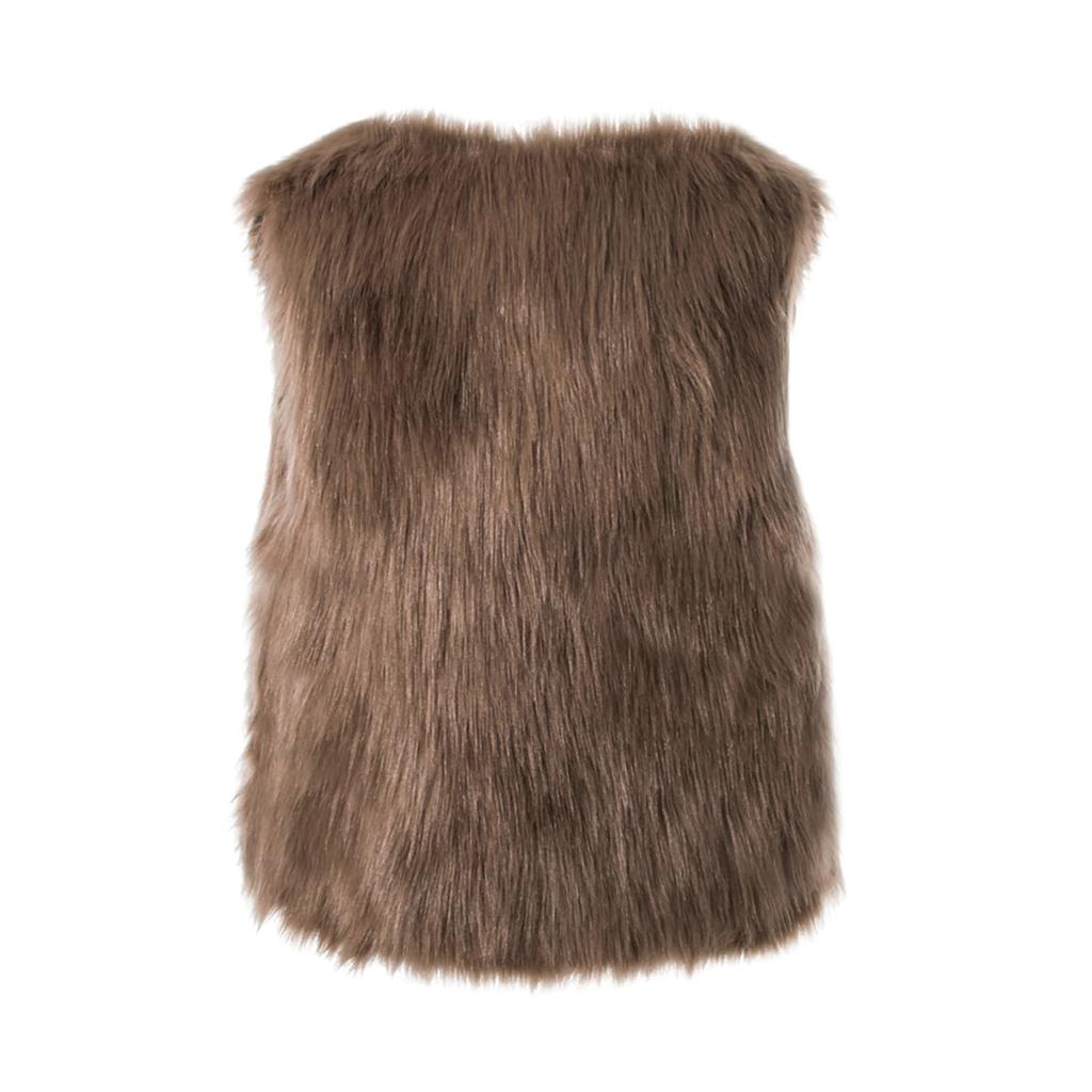 Womens Sleeveless Faux Waistcoat Solid Color Winter Loose Vest Coat