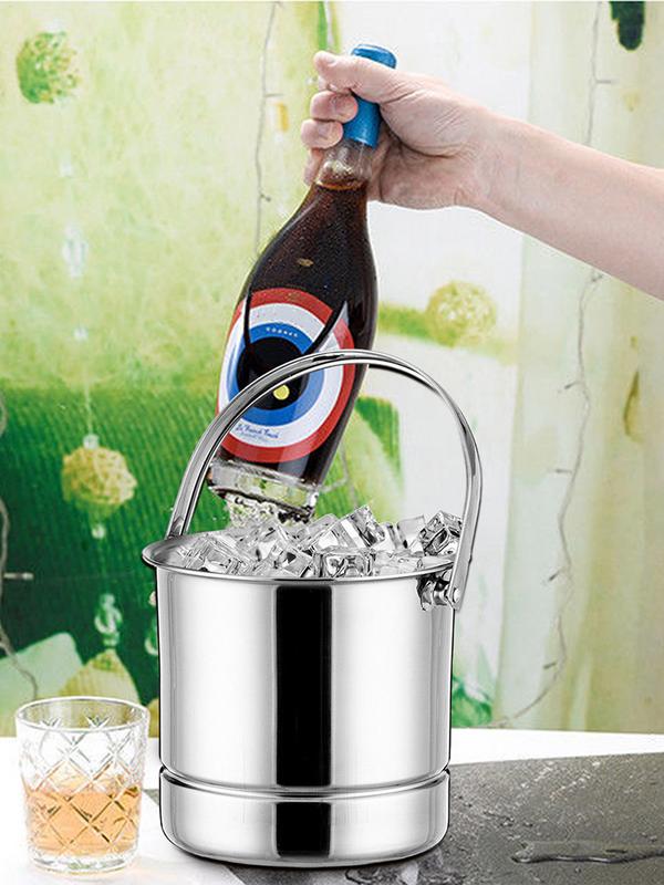 Ice Bucket for Bar Stainless Steel Ice Bucket with Strainer Wine Beer Cooler Bucket Bar Wine Tooling Home Bar Accessories