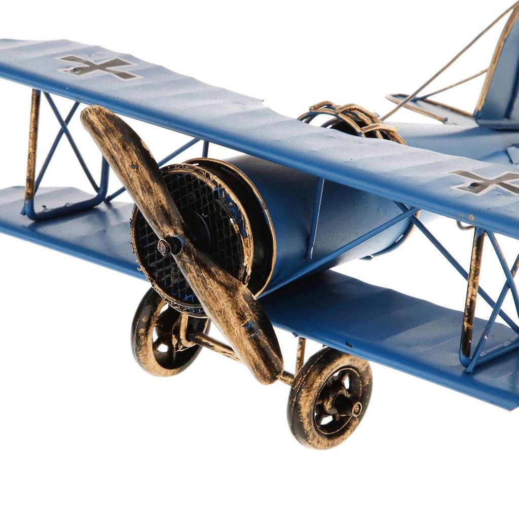 Vintage Metal Airplane Model Biplane Military Aircraft Toy for Children Gift