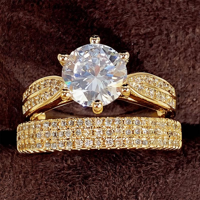 Cao Shi Retro His & Hers Luxury Wedding Ring Set - Stackable Plain Bands