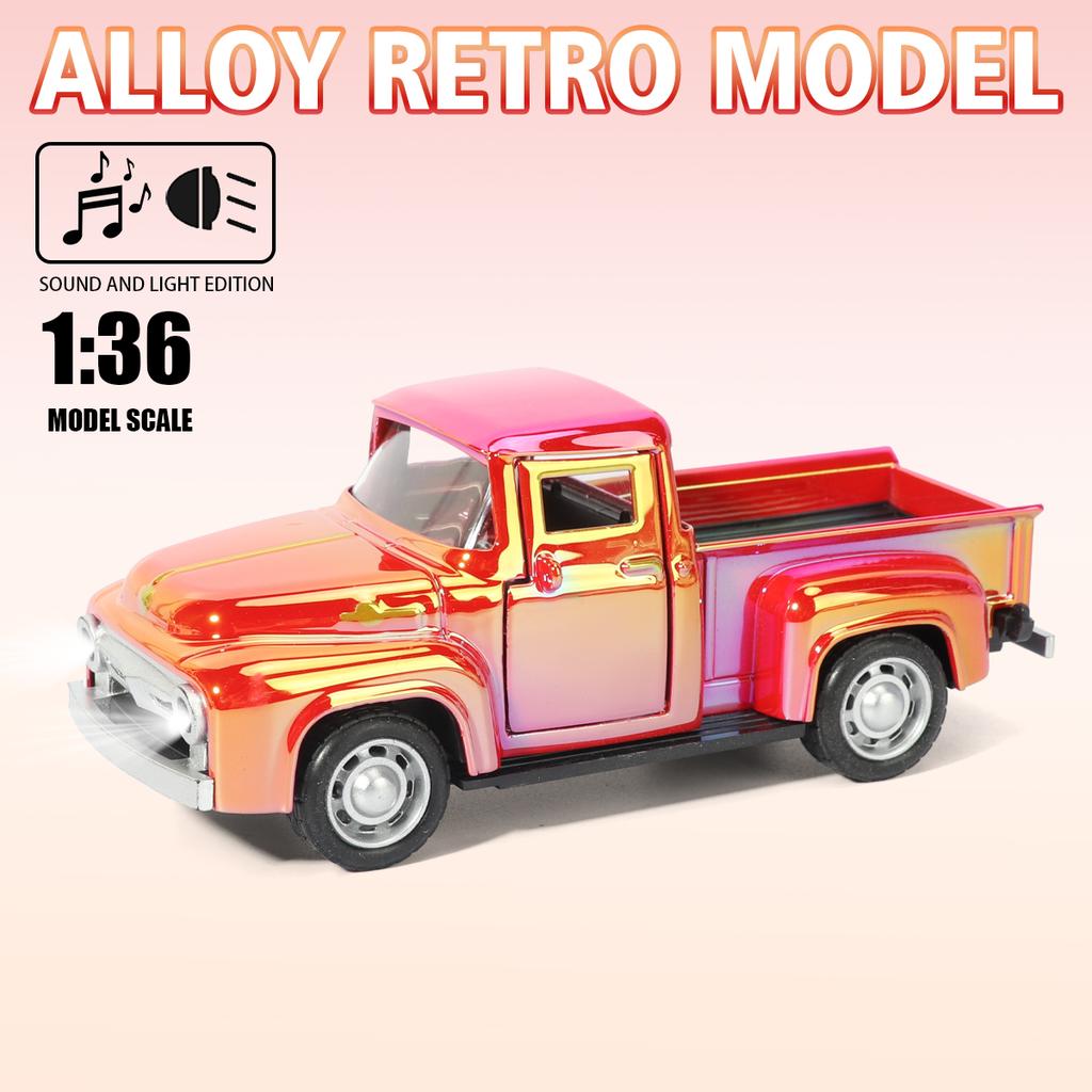 1:36 1955 Classic Chevrolet's Pickup Truck Sound and Light Alloy Car Models New Year Gift For Kids