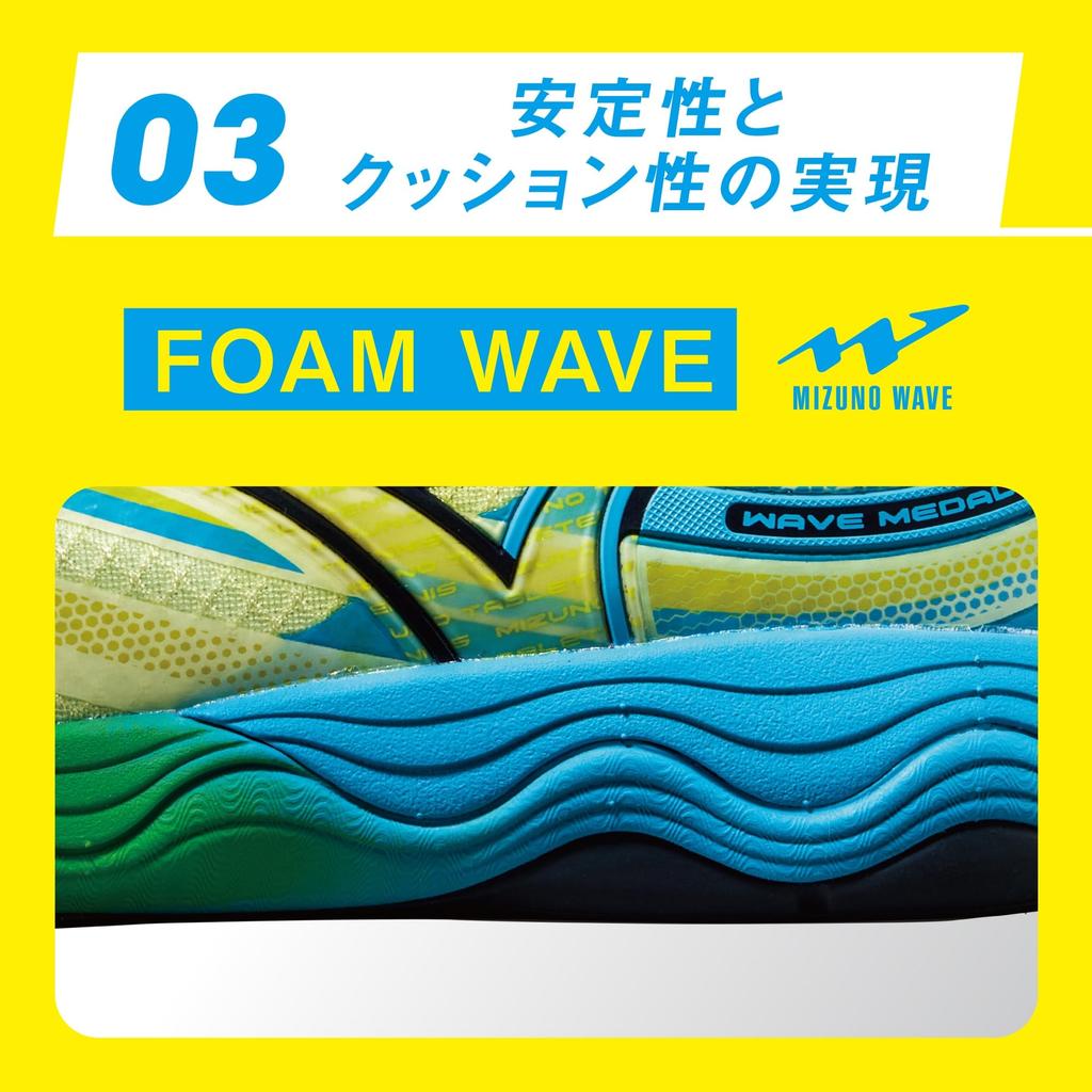 Mizuno Wave Medal NEO Table Tennis and Yellow x Black x Light Size 2E Shoes, Stability, Cushioning, Responsiveness, Fit, Blue, 25.5 cm,