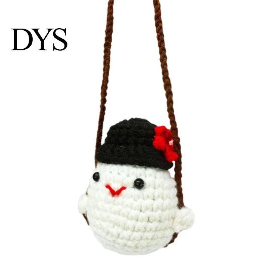 Spooky Interior Car Decoration Rearview Mirror Crochet Hanging Decoration, Knitting Grim Reaper Ghost Moon Star Snowman Ornament, Halloween