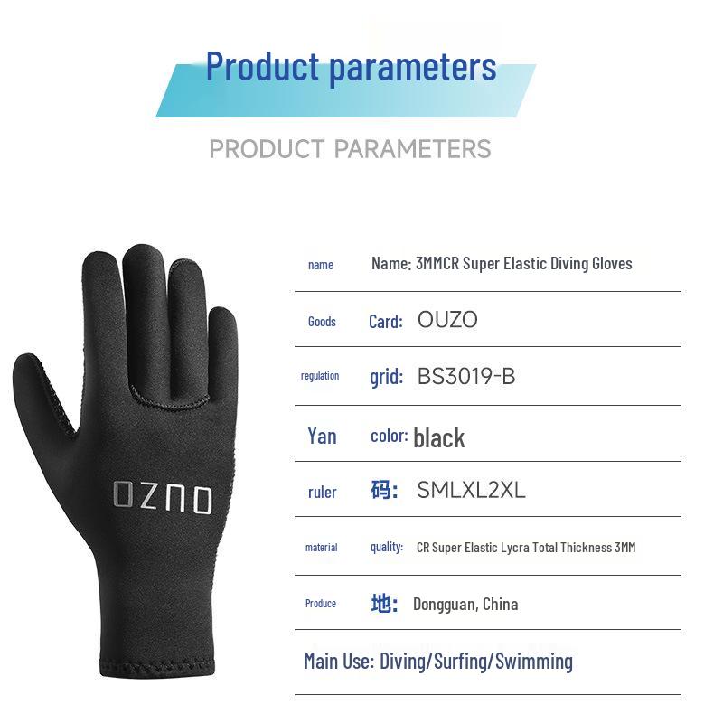 3mm CR Diving Gloves: Wear-Resistant, Cut-Resistant, Cold-Proof for Snorkeling, Waterskiing, Surfing, and Fishing. Warm and Thin Style.