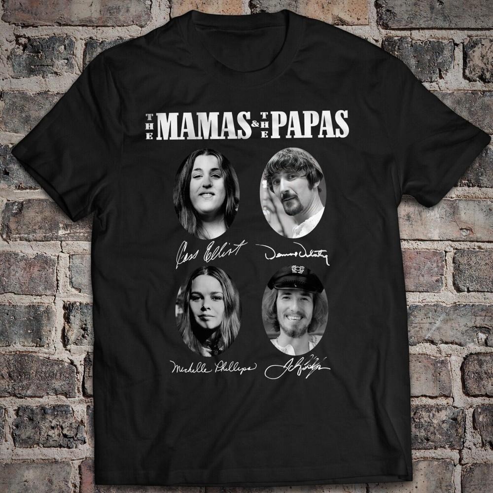 Rare The Mamas the Papas Signed Cotton Black Unisex Tee Shirt