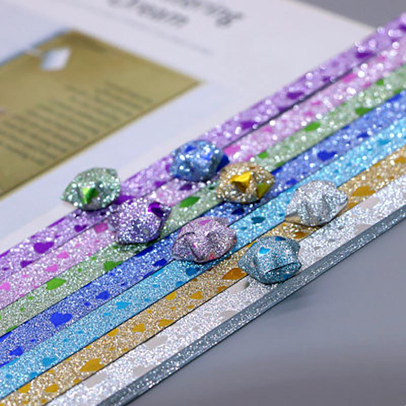 Glitter Origami Wishing Stars: Handmade Five-Pointed Colored Paper for Star Folding with Optional Colors