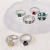 Color Treasure Diamond-Set Open Ring, Light Luxury Retro Niche Design, Unique High-End Sense, Elegant Luxury And Colorful Ring Woman