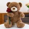 Bear Doll Teddy Plush Toy With Roses Decorate For Birthday Presents And Collect