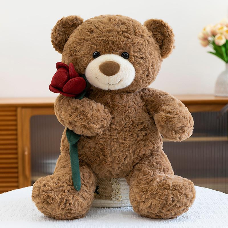 Bear Doll Teddy Plush Toy With Roses Decorate For Birthday Presents And Collect