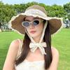 Wide-Brim Lace Flower Straw Hat - Women's Summer Sunshade with UV Protection & Strap