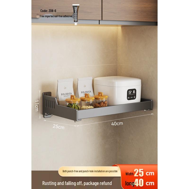 Punch-Free Kitchen Spice Rack: Wall-Mounted, Widened, Multifunctional Seasoning Storage Solution.