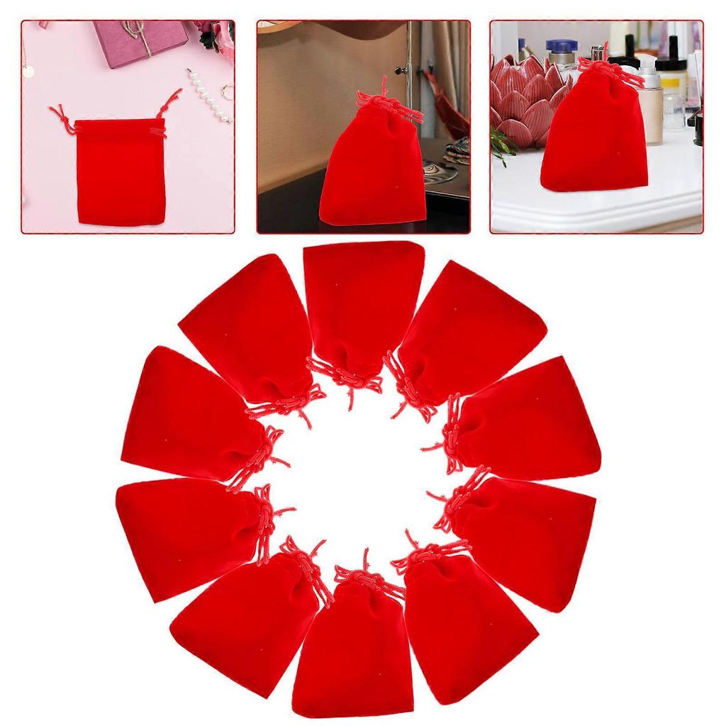 150Pcs Jewelry Pouch Drawstring Bags for Storage Red Flannel Small Bags
