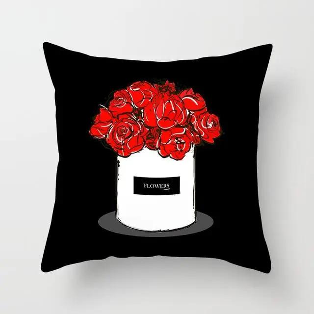 Juste de coussin en polyester avec imprimé cœur, amour, lèvres rouges, taie d'oreiller, décoration de canapé