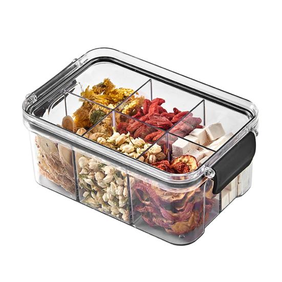 Airtight Food Storage Box Sealed Transparent Multi-Compartment Container Stackable Food Canister for Kitchen Pantry Loose Tea Leaves Spices