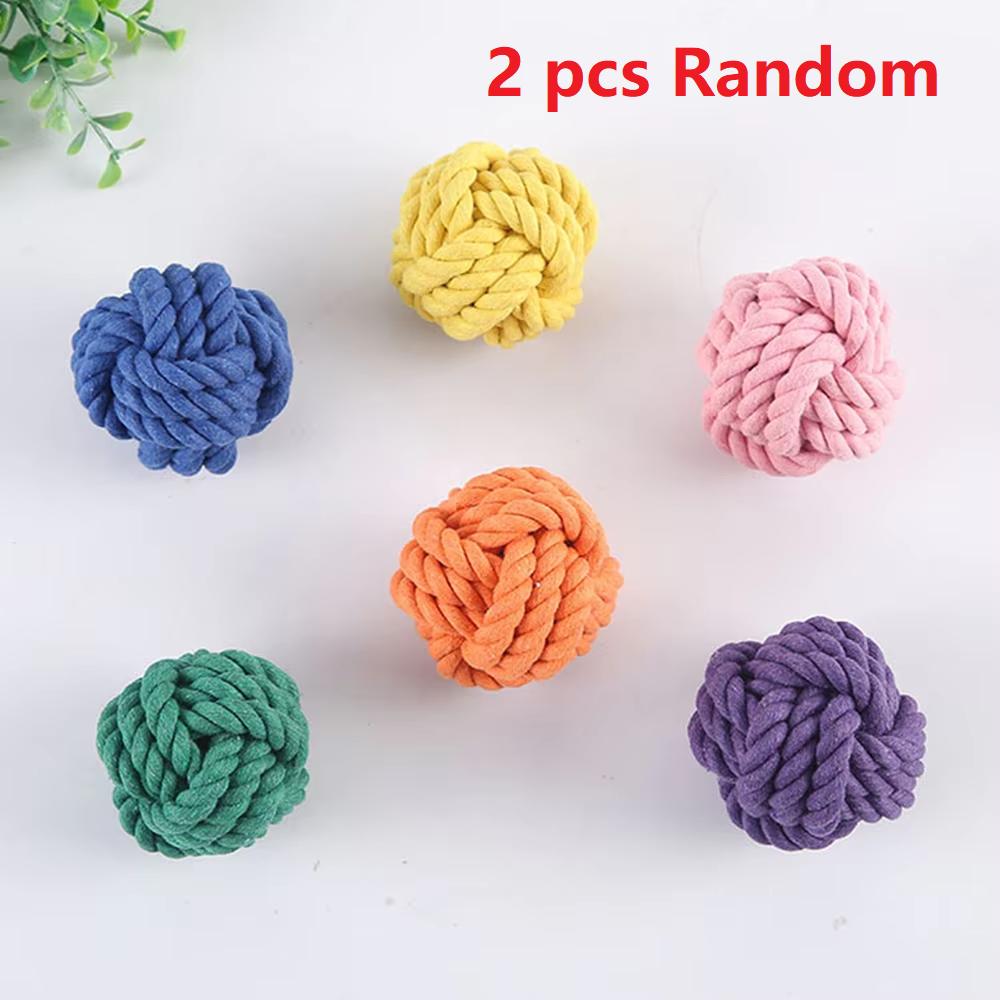 Dog Teeth Bite Resistant Cotton Rope Ball Puppy Teeth Grinding Relief Toy Ball Teeth Training Dog Supplies Pet Toy