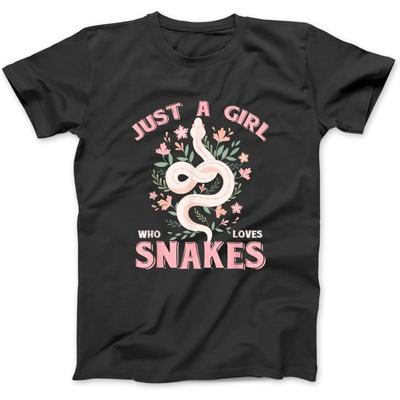 Just A Girl Who Loves Snakes T-Shirt Sweatshirt Hoodie for Men Women Kids Made In Canada Black