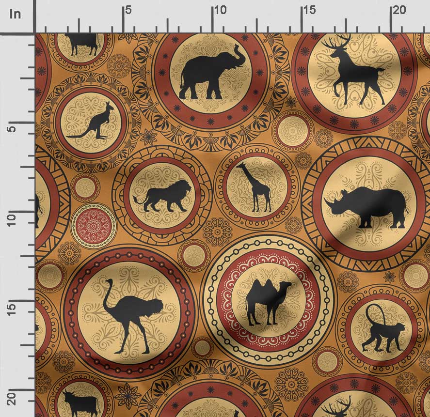 Soimoi Animals Print, Bavlna Cambric, Prošívací tkanina prodávaná The Yard 42 palců široká, bavlněná tkanina střední gramáže, Šicí potřeby,