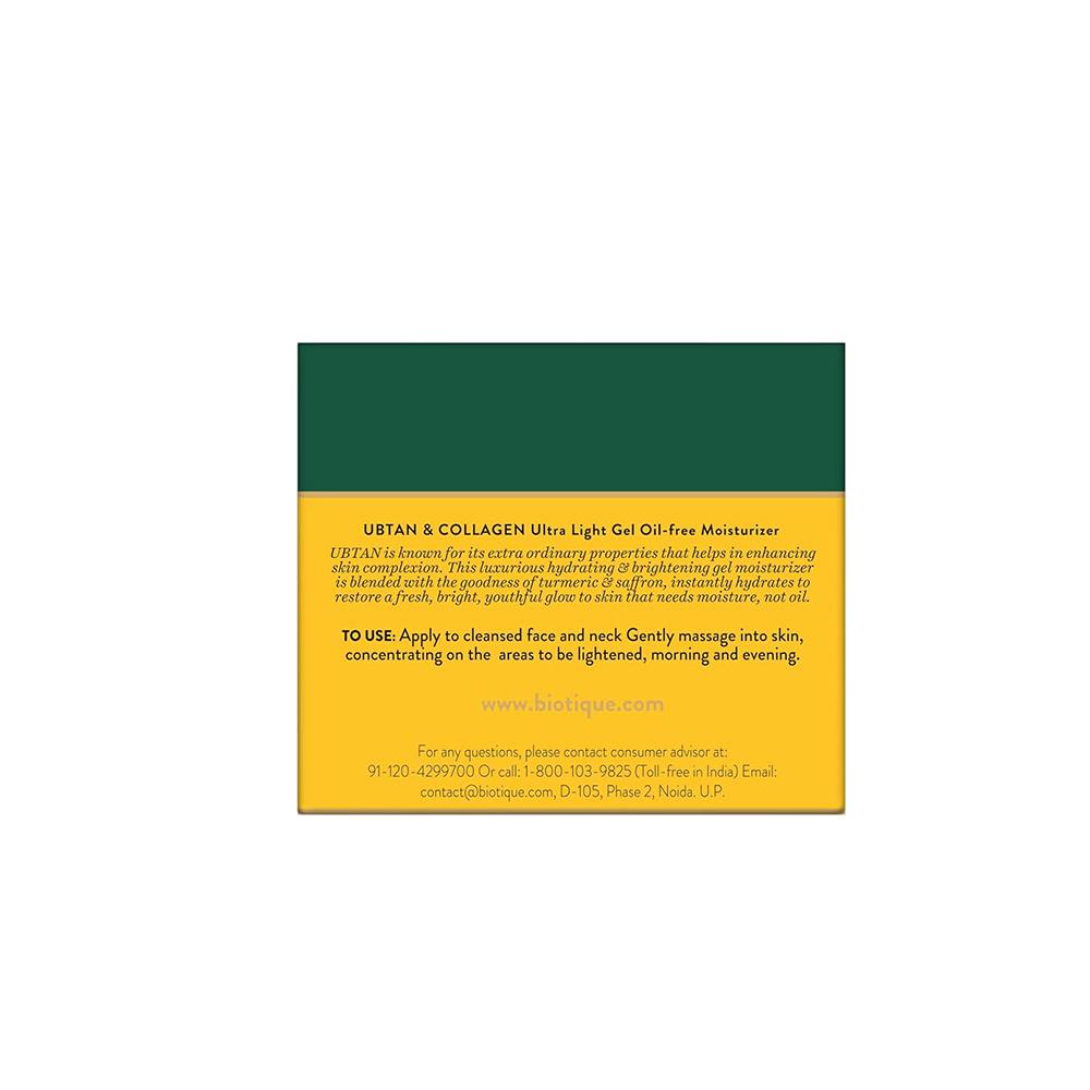 Biotique Ubtan Collagen Gel Moisturizer For Hydrating Brightening Glowing Skin Oil Free Lightweight 200ml