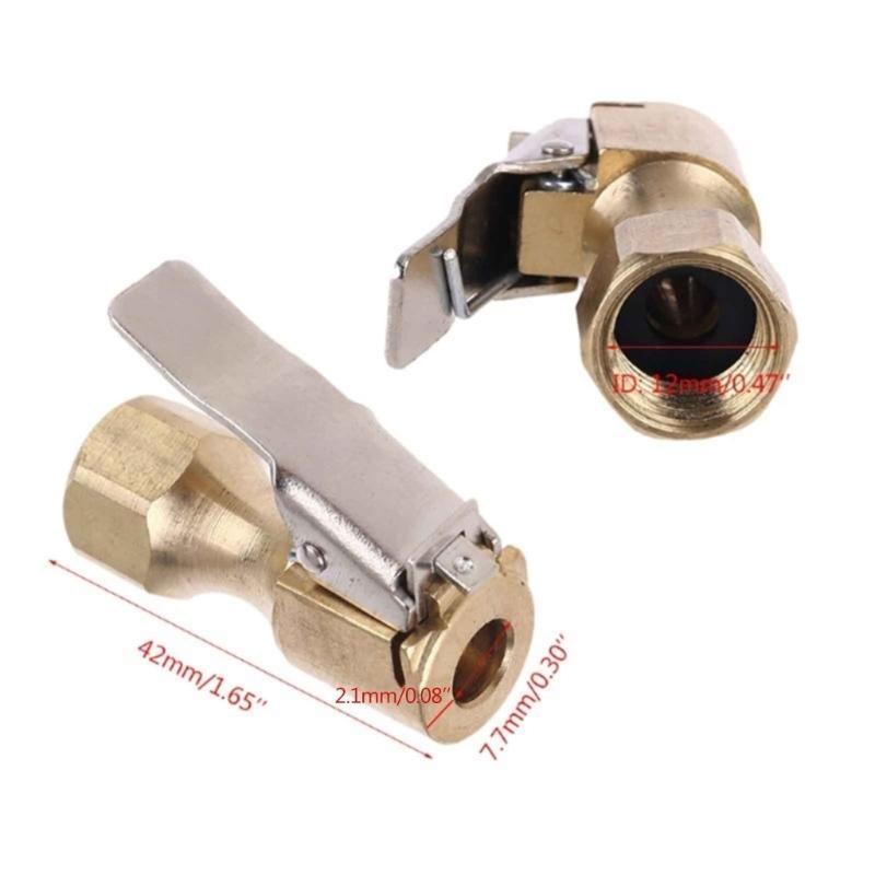 Car Tire Air Chuck Inflator Pump Valve Connector Clip-on Adapter Car Brass 1/4" Tire Tyre Wheel Valve For Inflatable Pump