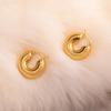 High-End Geometric 18K Gold-Plated Titanium Hollow Earrings