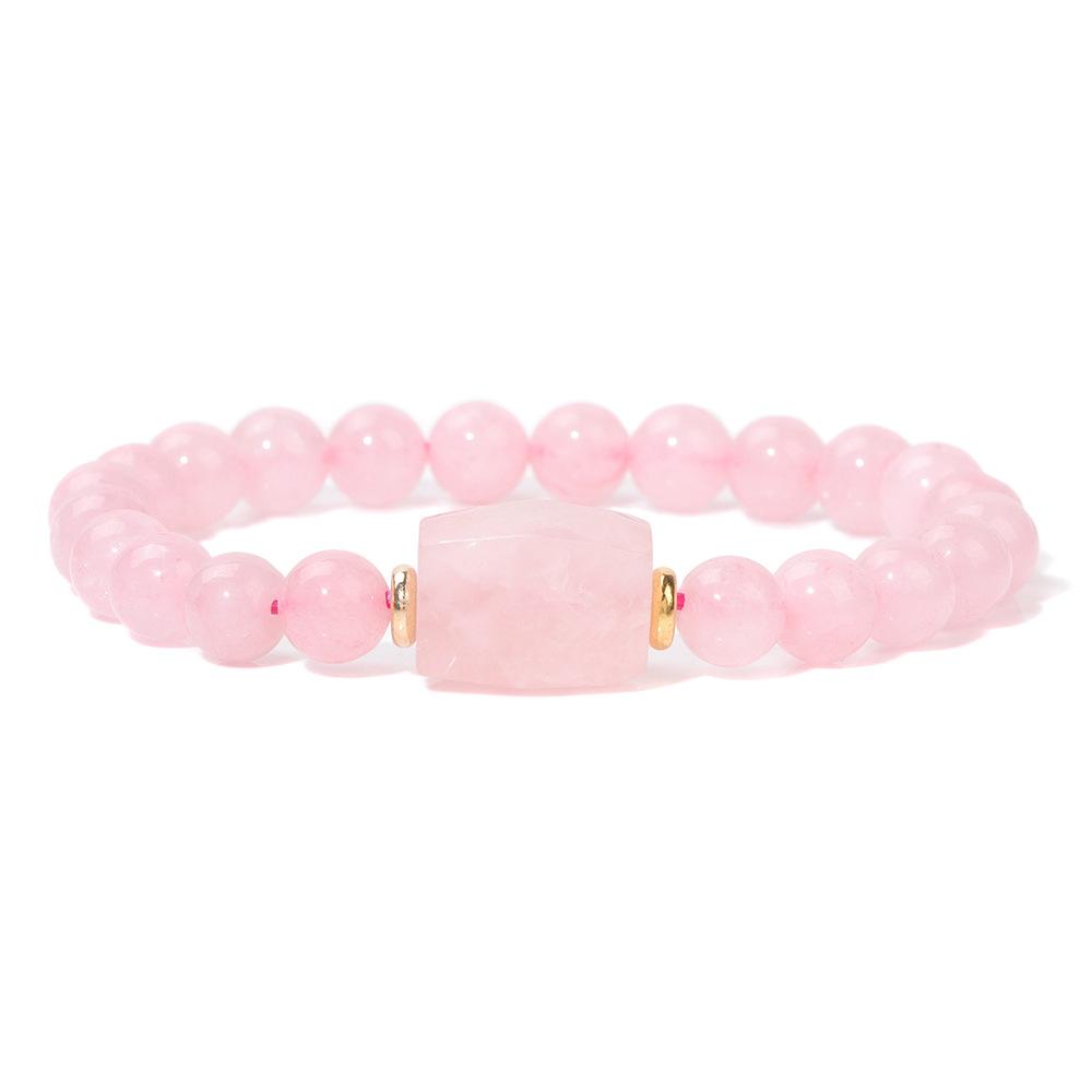 JYL TS Bracelet Cross  Beaded Design Religious Strengthens Faith And Protection Rose Quartz пурпур