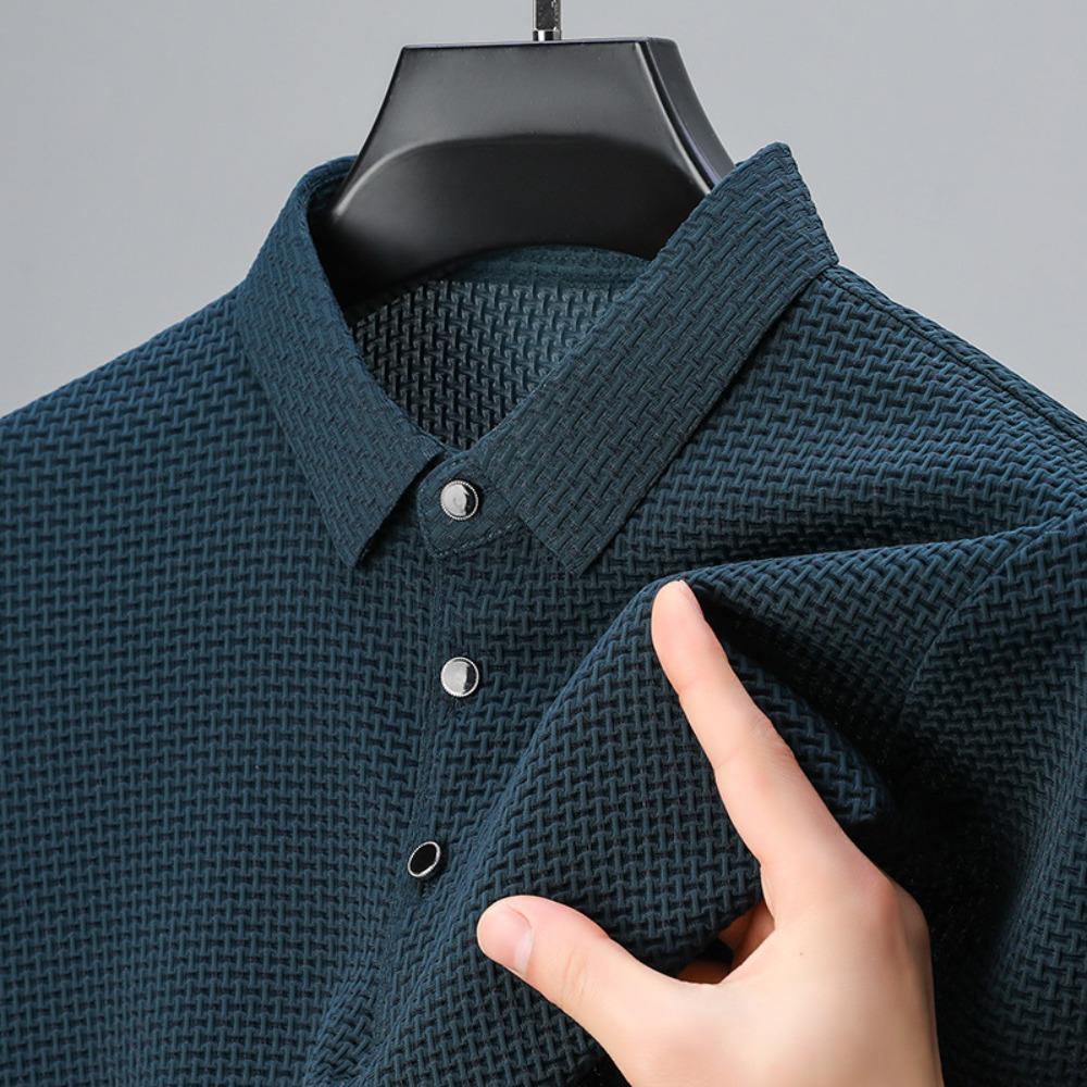 Golfová košile Pánské léto Novinka Pánské Lop-up Hollow Polokošile s krátkým rukávem Ledové Silk Cool Tričko Muž